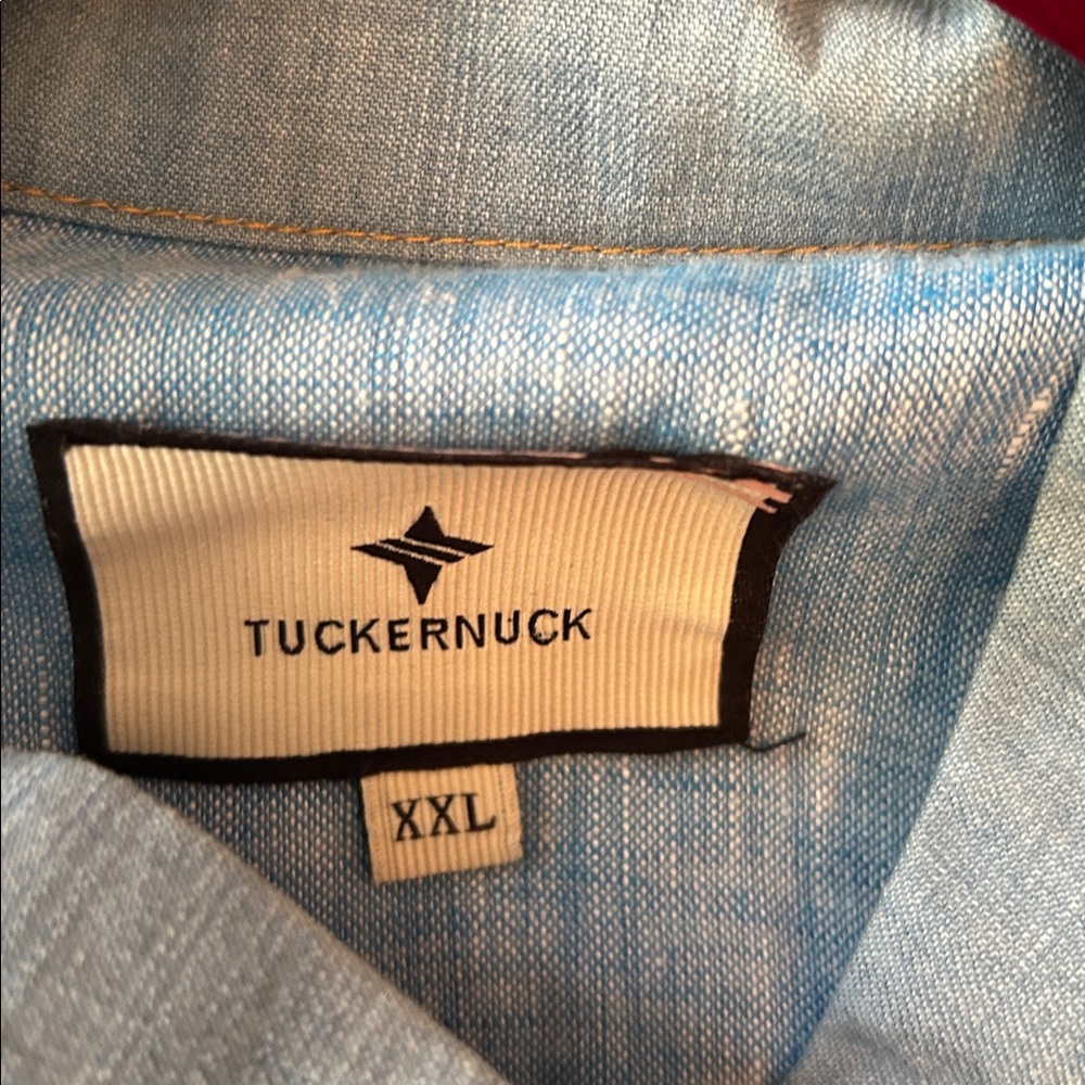 Tuckernuck chambray Blue Ruffled Women's Top - Picture 3 of 6